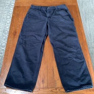 CARHARTT Washed Duck Dungaree Pants Men's Work Heavy Canvas Blue Size 36 x 30